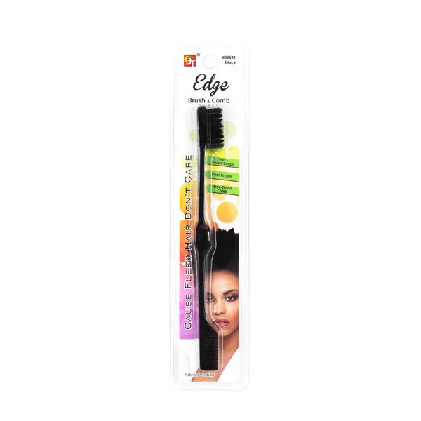 Double-Sided Edge Brush & Comb (Boar Bristles) (Black)