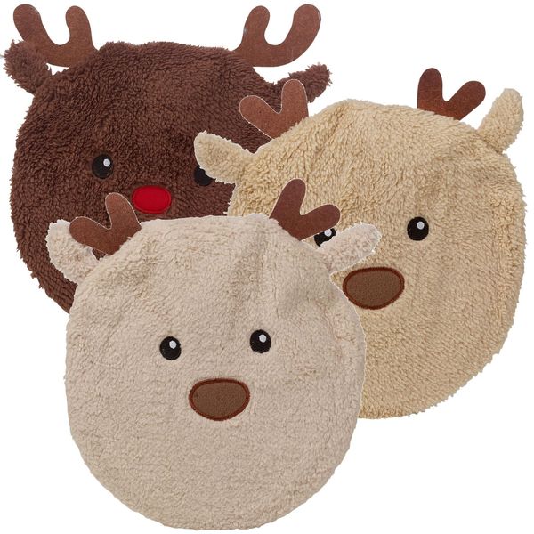 URBNLIVING 0.85L Hot Water Bottle with Fluffy Reindeer Christmas Cover – Pain & Stress Relief, Winter Warmer, Xmas Gift Idea, Soft Fleece, Easy Fill, Compact Heat Therapy