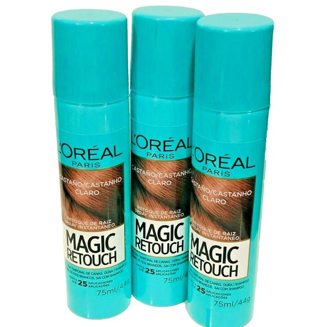 LOREAL MAGIC RETOUCH LIGHT BROWN  CASTANO CLARO COBERTURA  DE CANAS 3 BOTTLES