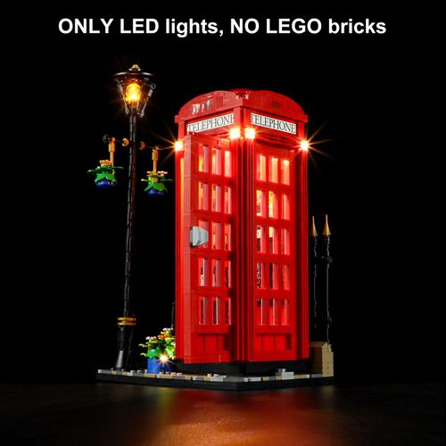 Vaodest LED Light for Lego 21347 Red London Telephone Box Building Set, Design and Configuration Compatible with Model 21327(LED Light Only, Not Building Block Kit)