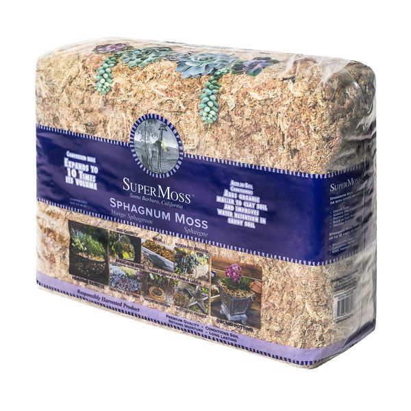 SuperMoss (22330) Orchid Sphagnum Moss Dried, Natural, 2.1lbs Small Bale