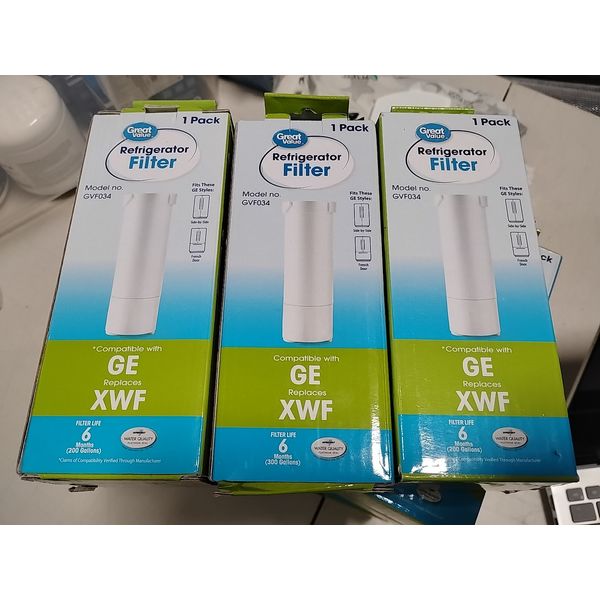 3 Pack- Water Filter Replaces XWF - Compatible With GE- Great Value GVF034