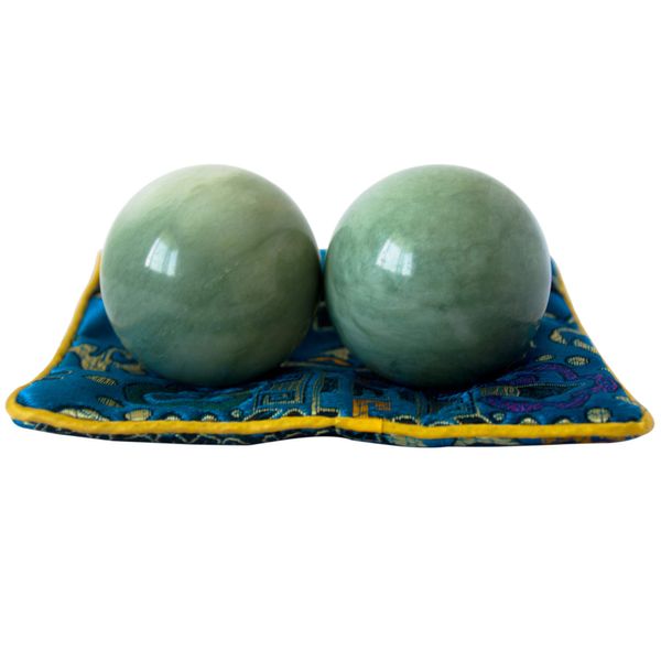 Addune Dark Green Baoding Balls Marble Chinese Health Exercise Massage Balls Stress Relieve Hand Exercise Tool Relax Fingers Gift (Dark Green, 2'')