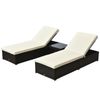 Outdoor 3PC PE Wicker Patio Deck Chair Set w/ Thick Cushions & Table, Coffee