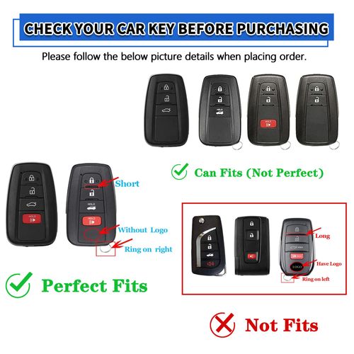 TOMALL for Toyota Key Fob Cover with Keychain, 4 Buttons Soft TPU Key Fob Protector Compatible with 2020-2022 Highlander Corolla Prius, 2019-2024 RAV4 Camry Avalon C-HR 86 GT86 Car Key Cover, Black