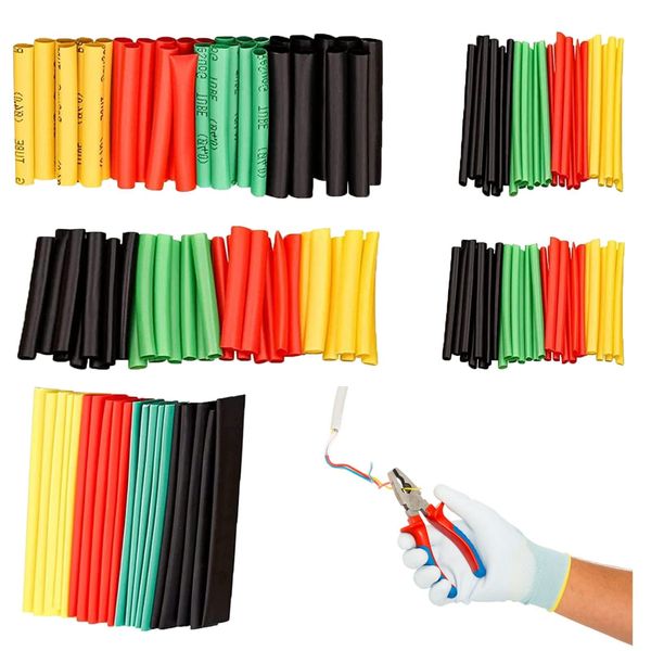 BNFGD 328 Pcs Heat Shrink Tubing kit, Heat Shrink Cable Sleeve, Heat Shrink Tubing, Electric Insulation Heat Shrink Wrap Cable Sleeve, for Electrical Mechanical Wire Protection 4 Colors in 8 Size