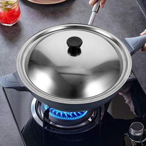 ABOOFAN Universal Lid for Pots Pans Skillets Stainless Steel Cooking Pan Cookware Lid Replacement Pot Lid Cover Skillet Wok Lid with Round Knob Handle 10inch