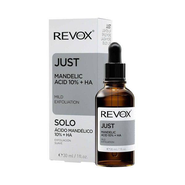 REVOX B77 Just Mandelic Acid 10% + HA 30ml Mandelic Acid and Hyaluronic Acid Gentle Face Scrub Moisturizes and Improves Elasticity Smoothes and Unifies Tone Bends