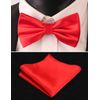 Alizeal Mens Solid Pre-tied Party Adjustable Bow Tie, Cummerbund and Pocket Square Gift Set, Red