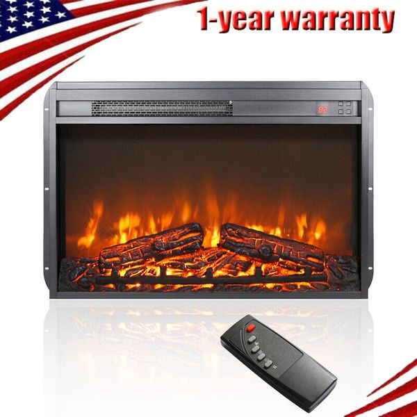 26'' Infrared Electric Fireplace Insert Ultra Thin Heater 1400W Realistic Flame