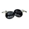Black Oval Best Man Wedding Design Cufflinks in a Post Friendly Cufflink Box - (X2N062)