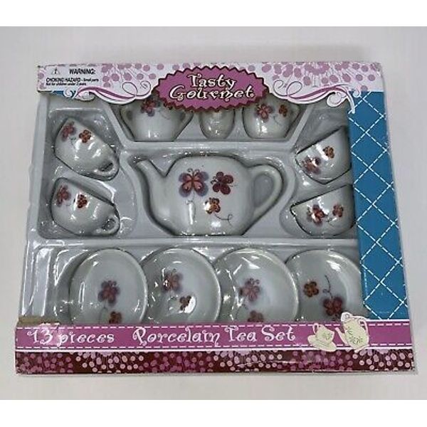 Tasty Gourmet Childs Porcelain Tea Set  13 Pieces Small Items