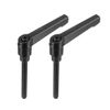 sourcing map M6 x 50mm Handle Adjustable Clamping Lever Thread Push Button Ratchet Male Threaded Stud Knobs Rotating Screw Handles Bolts with Locking Lever Black 2pcs