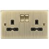 Knightsbridge CS9AB Square Edge Antique Brass 13A 2G Switched Socket with Insert, 230 V
