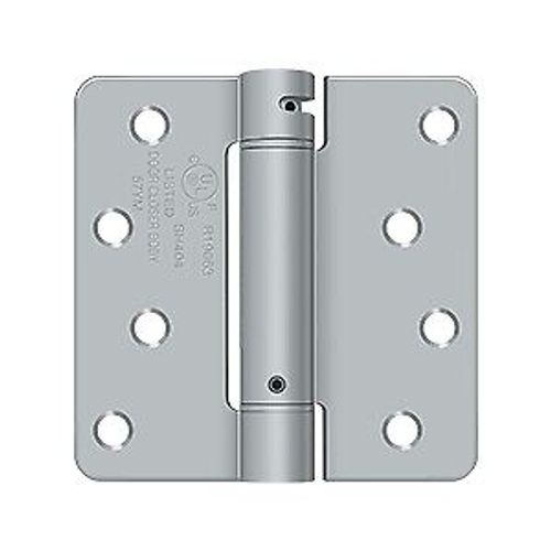 Deltana DSH4R426D 4" x 4" x 1/4" Spring Hinge, UL Listed in Brushed Chrome