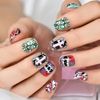 48 Pcs 2 pack Cartoon Graffiti Press On Short Square Nails NIB 2 sets New