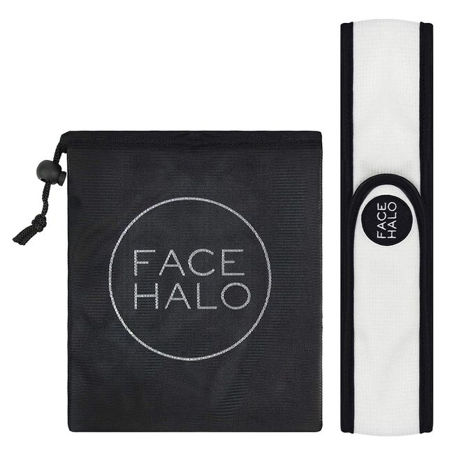 FACE HALO Reusable Makeup Headband & Wash Bag Accessories Pack - Premium Spa Accessories for Women