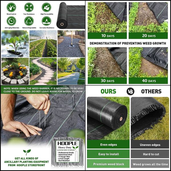 Premium Garden Weed Barrier Landscape Fabric Durable & Heavy-Duty Weed Block