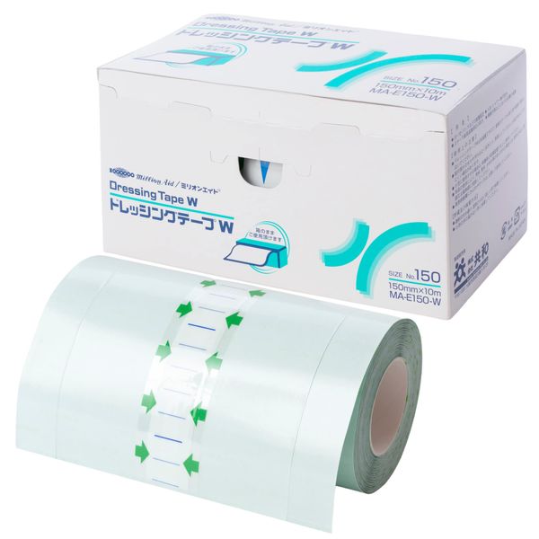 Million Aid MA-E150-W Dressing Tape W 5.9 inches (150 mm) x 32.8 ft (10 m) 1 Roll Film Dressing 20 Micron Waterproof Film Roll