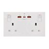 Double Socket with USB | Type-C + USB-A | 35W Super-Fast Charge | White Screwless Wall Outlet 13A