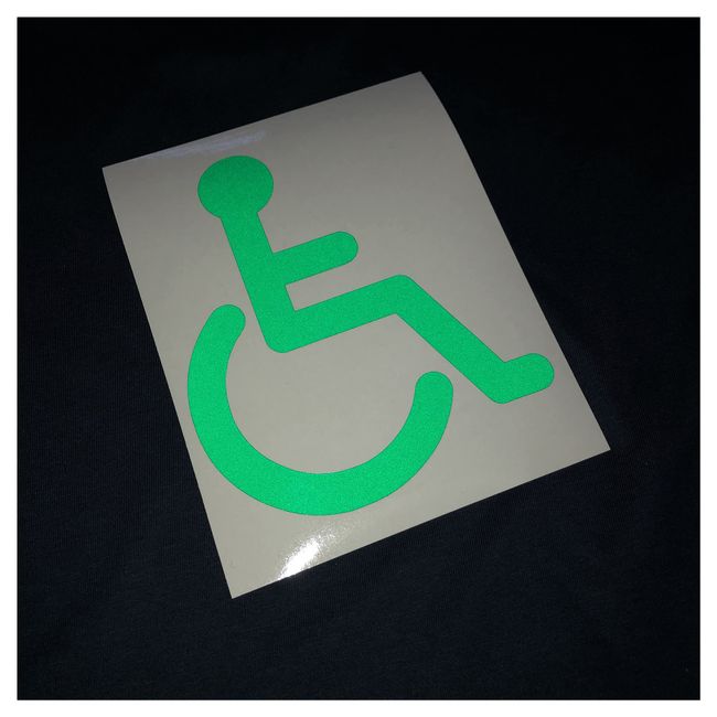 Safe-Tee Reflective GREEN 9cm Disabled Driver Motability Wheelchair User Disability Sticker