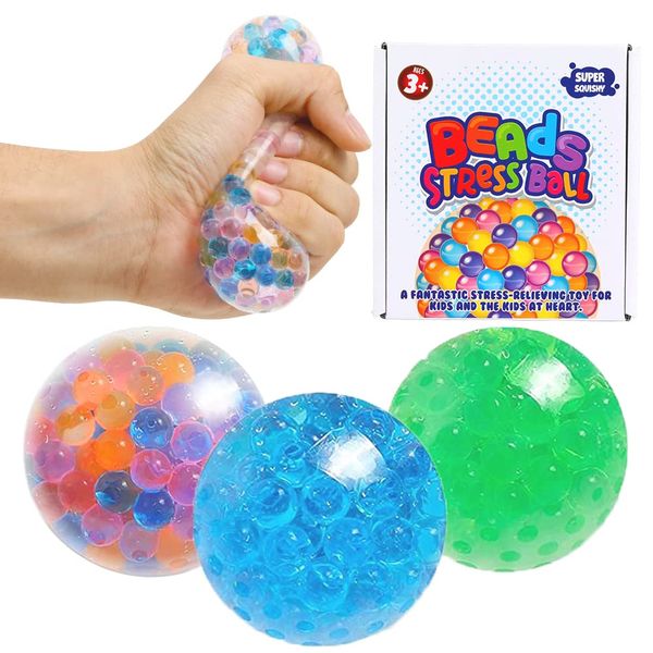 ZaxiDeel Antistressball 3 STK. Knautschball für Kinder und Erwachsene - Stressball zum Kneten, Knetball für Hände Therapie (Grün-Blau-Bunte)