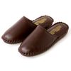 7505 Women's Cowhide Leather Slippers Front Closure, dark brown