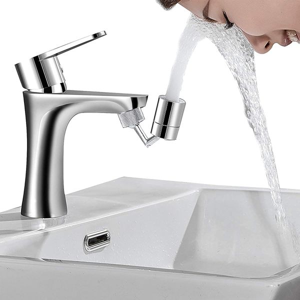 Hibbent 720° Swivel Sink Tap Aerator,Faucet Extender for Bathroom and Kitchen, 2 Mode Water Outlet knurling, 24mm Male