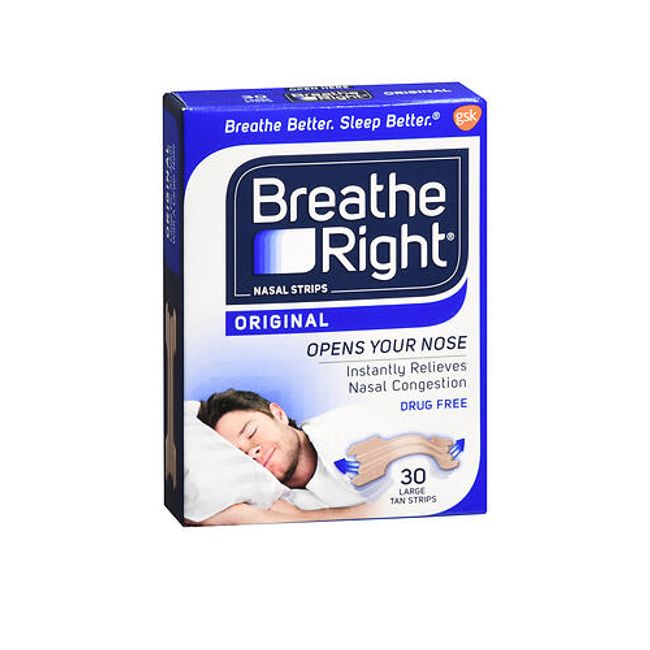 Breathe Right Nasal Strips Original Tan Large 30 Each