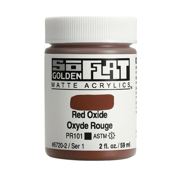 Golden SoFlat Matte Acrylic Paint, 2oz jar, Red Oxide (6720-2)