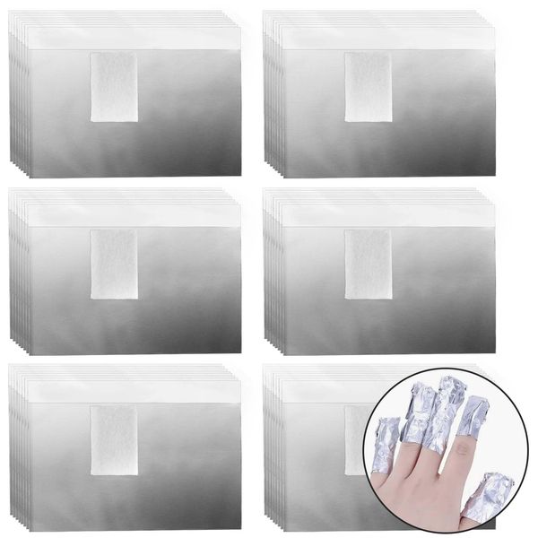 PINGEUI 700 Pcs Aluminium Foil Nail Wraps Nail Soak Off Wraps Gel Nail Remover Foils with Pre-attached Lint-Free Cotton Pads