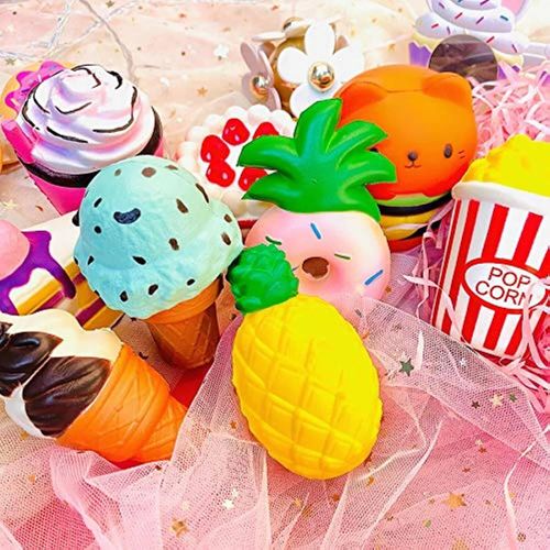 Slow Rising Jumbo Squishies Toys Set - 9 Pack Soft Kawaii Squishy Hamburger Popcorn Cake Ice Cream Donut Stress Relief Squeeze Toy for Boys and Girls