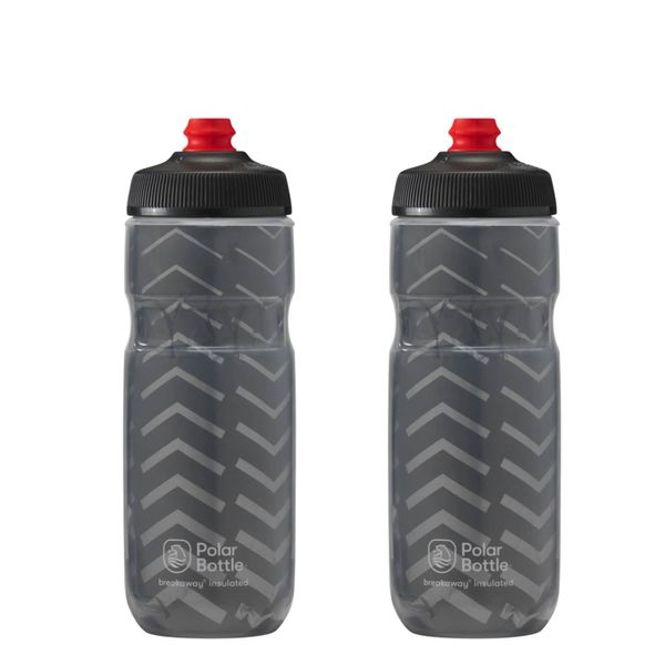 Polar Bottle Breakaway Insulated Water Bottle - BPA Free, Cycling & Sports Squeeze Bottle (Bolt - Charcoal, 20 oz) - 2 pack