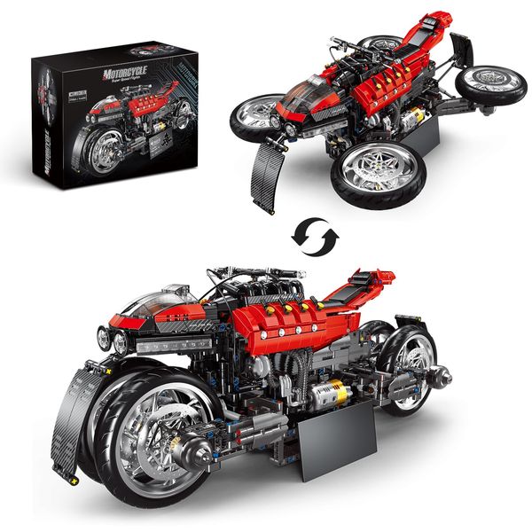 UROINT Transforming RC Motorcycle Building Set - 2089 PCS Four-Wheeled Motorbike with Boys, Girls, Nephews, Grandchildren, Flying Motorcycle Toys Ideal for Christmas, New Year's, and Birthdays