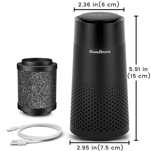 HomBreez Car Air Purifier, Quiet Portable Air Purifier for Car, School, Home, Office, HEPA Filter for Dust, Pollen, Smoke, Pet Dander, Black(A10)
