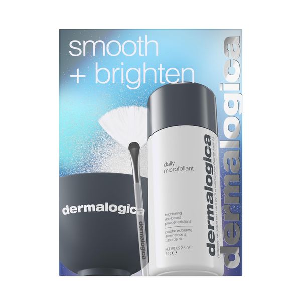 Dermalogica Smooth and Brighten Christmas Gift Set, Full-Size Daily Microfoliant 74g with Mixing Bowl & Fan Brush, Skincare Set, Pack of 3