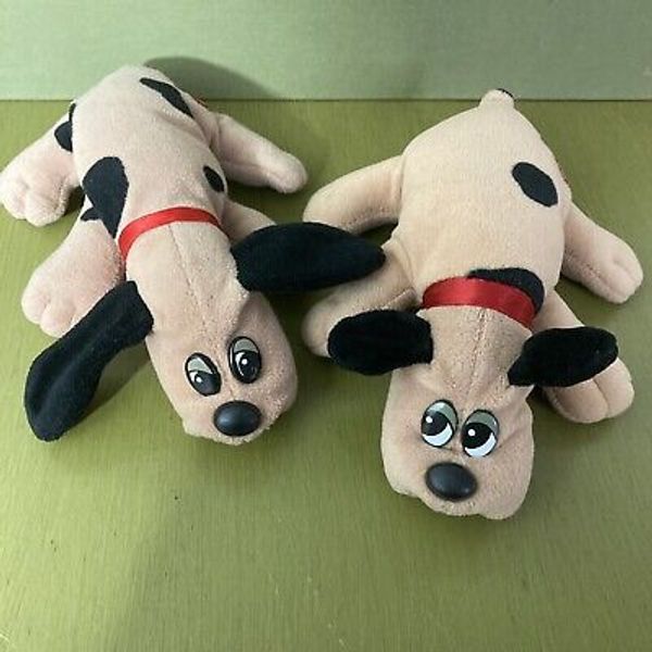 Lot of 2 Pound Puppies brown vintage Tonka 1986 & 1988 80s stuffed animal plush