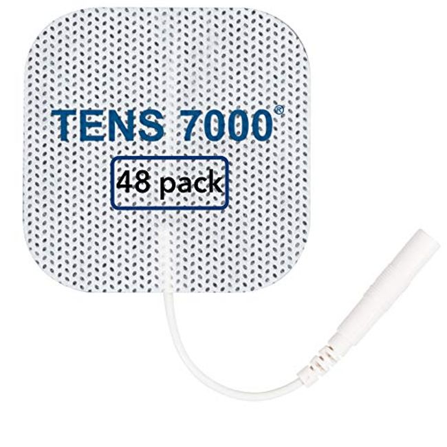 TENS Wired Electrodes Compatible with TENS 7000, TENS 3000 - 20 Premium  2x2 Wired Replacement Pads for TENS Units - Discount TENS Brand