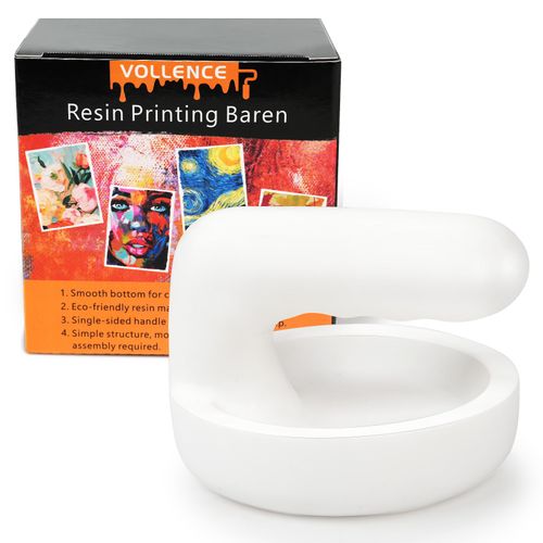 VOLLENCE Resin Printing Baren Tools for Printmaking, Scrapbooking, Paper Crafts, Ergonomic Handle,Art Craft Brayer Rollers for Block Printing, Linocut, Ink,Crafting, Gel Printing Plate - White