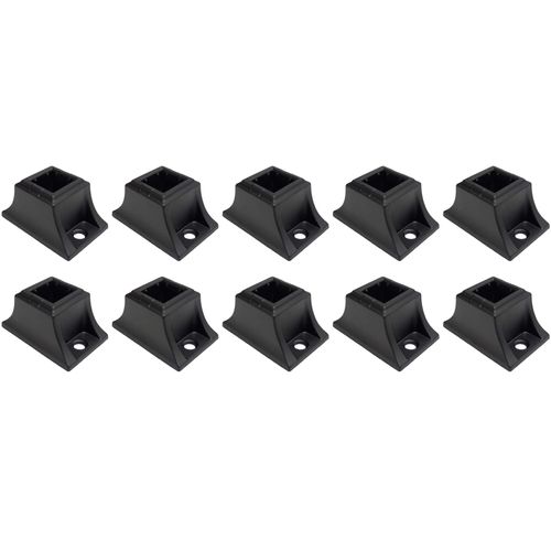 Baluster Screw Down Flat Shoe with Set of Screws - for Use with 1/2" Square Iron Balusters - Set of 10 (Satin Black) - DH-58