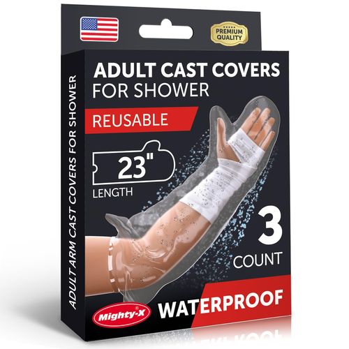 100% Waterproof Cast Cover Arm - [Tight Seal] - Easy to Use - 3pk - Reusable Half Arm Adult Сast Сover for Shower Arm, Hand & Elbow - Waterproof Arm Cover for Shower