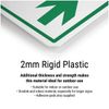 VSafety Fire Exit Arrow Down Sign - Landscape - 300mm x 100mm - 2mm Rigid Plastic