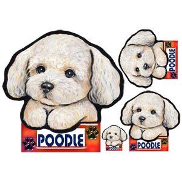 Dog sticker toy poodle 23 White Seal