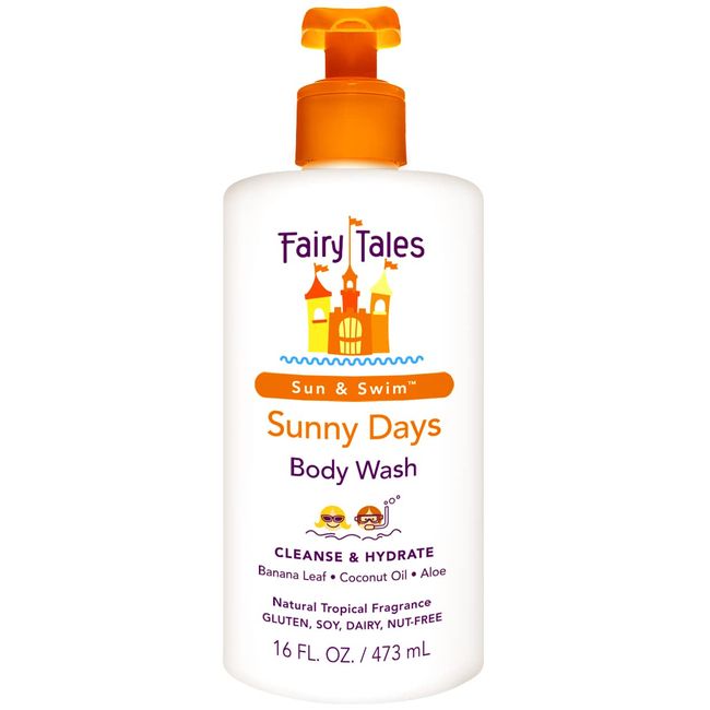 Fairy Tales Sunny Days Chlorine Removal Body Wash, For All Age Swimmers - After Swim Chlorine, Salt And Sunscreen Removal - No Harsh Chemicals or Toxins - Easy to use Pump - 16oz