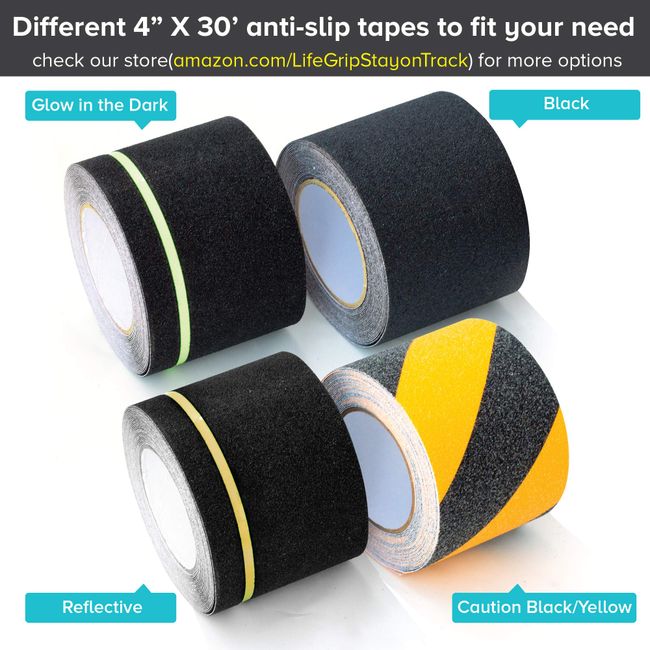 Anti Slip Traction Tape, 4 Inch x 30 Foot - Best Grip, Friction, Abrasive  Adhesive for Stairs, Tread Step, Indoor, Outdoor (4 X 30')