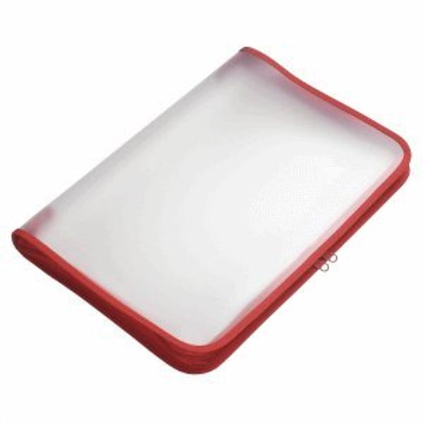 Foldersys Zip Bag B4 PP Colourless Translucent Zip Red