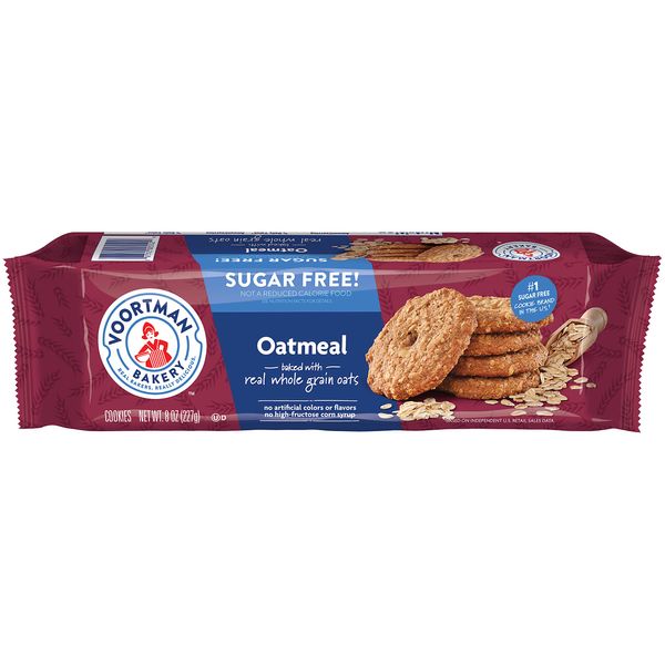 Voortman Bakery, Sugar Free Oatmeal Cookies, 8 oz. Bag, Pack of 4 -Delicious Sugar Free CookieMade with Real Ingredients, Perfect for SnackTime, Lunches and More