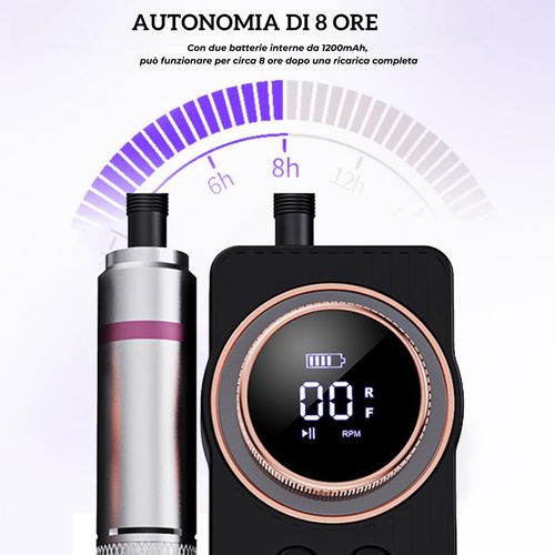 Fresa per Unghie Professionale 35000 Giri, Nail Drill Compatto a Batteria con Velocità Regolabile, Set Manicure Elettrico con Lima per Unghie in Gel e Acriliche, per Manicure e Pedicure (Nero)