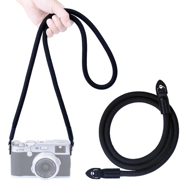 VKO Camera Strap,Climbing Rope Camera Strap for DSLR SLR Mirrorless Camera Neck Shoulder Strap 120cm(Black)