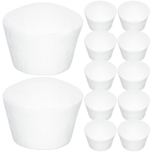 Gadpiparty 20pcs White Foam Cupcake Model Polystyrene Foam Cake Model Fake Cake Expanded for Wedding Display Window Decorating Competition